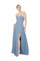 Discount Draped Sweetheart Chiffon Bridesmaid Dress with Front Slit