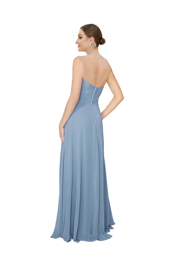 Discount Draped Sweetheart Chiffon Bridesmaid Dress with Front Slit