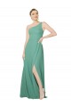 Discount One Shoulder Asymmetric Chiffon Bridesmaid Dress with Pockets