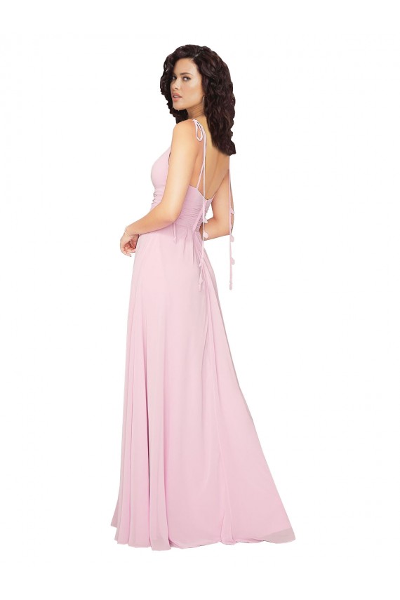 Discount Chiffon Bridesmaid Dress with Tassel Straps