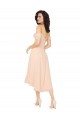 Discount Cold Shoulder Midi Length Short Chiffon Bridesmaid Dress