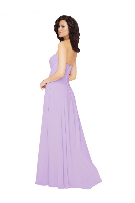 Discount Draped Sweetheart Long Chiffon Bridesmaid Dress with Front Slit
