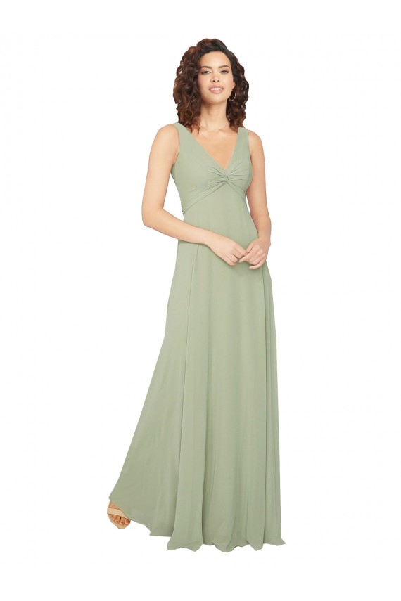 Discount Knotted Bodice Chiffon Bridesmaid Dress