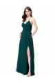 Discount Chiffon Bridesmaid Dress with Draped Surplice Bodice & Pockets