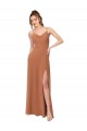 Discount Cowl Neck Chiffon Bridesmaid Dress with Front Slit