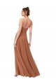 Discount Cowl Neck Chiffon Bridesmaid Dress with Front Slit