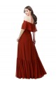 Discount Off the Shoulder Ruffle Chiffon Bridesmaid Dress