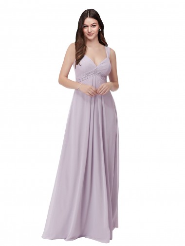Discount Draped Chiffon Bridesmaid Dress with Sash