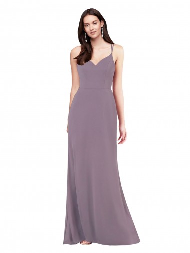 Discount Simple Floor-Length Chiffon Formal Bridesmaid Dress with Criss-Cross Back