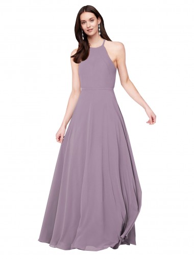Discount Floor Length Long Chiffon Bridesmaid Dress with Double Bow Feature