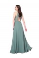 Discount Floor Length Long Chiffon Bridesmaid Dress with Double Bow Feature