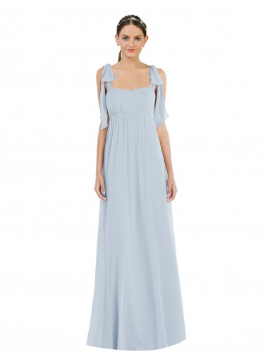 Discount Tie Shoulder Empire Waist Maxi Bridesmaid Dress