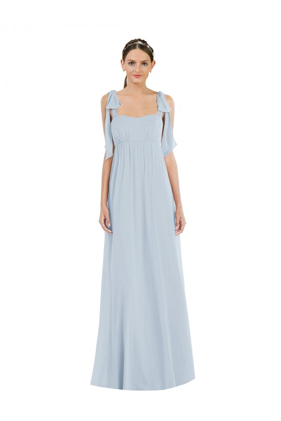 Discount Tie Shoulder Empire Waist Maxi Bridesmaid Dress