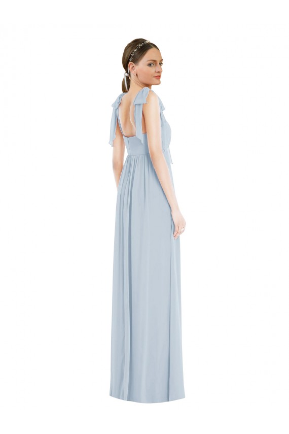 Discount Tie Shoulder Empire Waist Maxi Bridesmaid Dress