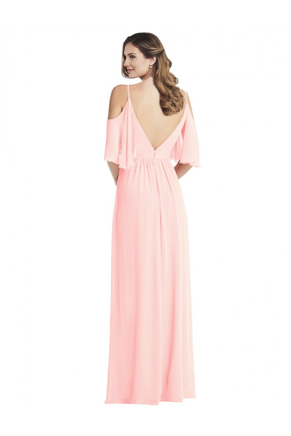 Discount Cold Shoulder Draped Wrap Maxi Bridesmaid Dress
