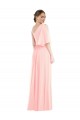 Discount One Shoulder Bell Sleeves Chiffon Maxi Bridesmaid Dress