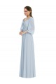 Discount Off the Shoulder Puff Sleeve Maxi Formal Bridesmaid Dress with Front Slit