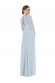Discount Strapless Chiffon Maxi Formal Bridesmaid Dress with Puff Sleeve Blouson Overlay