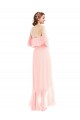 Discount Off the Shoulder Ruffled High Low Maxi Bridesmaid Dress