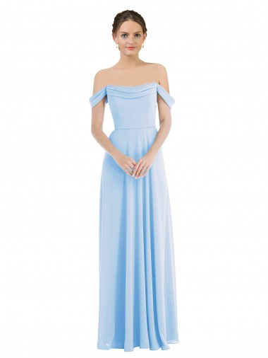 Discount Off the Shoulder Draped Neckline Maxi Formal Bridesmaid Dress