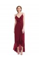 Discount Ruffle Trimmed V-Neck High Low Wrap Chiffon Bridesmaid Dress