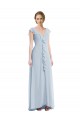 Discount Ruffle Trimmed V Back Chiffon Maxi Bridesmaid Dress