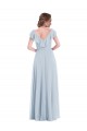 Discount Ruffle Trimmed V Back Chiffon Maxi Bridesmaid Dress