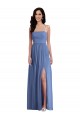 Discount Slim Spaghetti Straps Chiffon Bridesmaid Dress with Front Slit