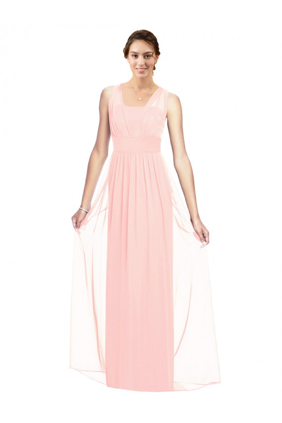 Discount V-Neck Full Length Chiffon Bridesmaid Dress