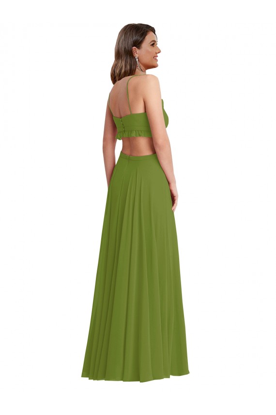 Discount Ruffled Chiffon Cutout Maxi Bridesmaid Dress
