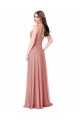 Discount Twist-Knot V-Neck Long Chiffon Bridesmaid Dress with Pockets