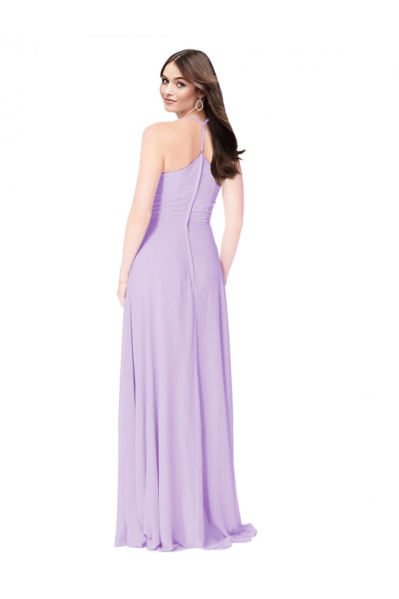 Discount Chiffon A-Line Bridesmaid Dress with Halter Back