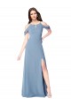 Discount High Neck Chiffon Bridesmaid Dress with Draped Sleeves