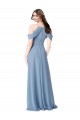 Discount High Neck Chiffon Bridesmaid Dress with Draped Sleeves