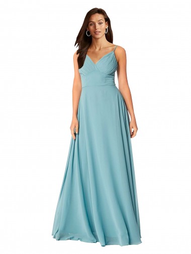 Discount Draped Empire V-Neck Chiffon Bridesmaid Dress