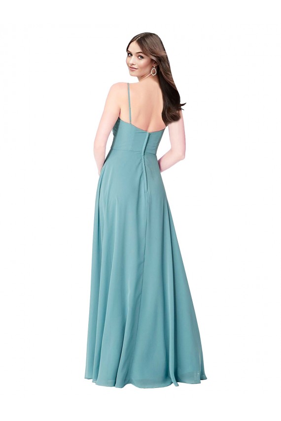 Discount Draped Empire V-Neck Chiffon Bridesmaid Dress