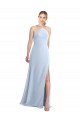 Discount Halter Neck Long Chiffon Bridesmaid Dress with Strappy Back and Daring Side Slit