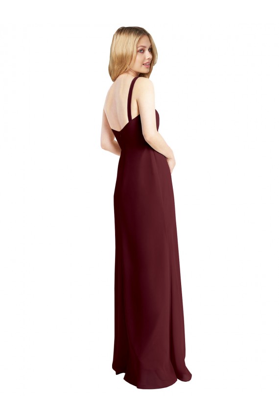 Discount Square Neckline Soft A-Line Chiffon Bridesmaid Dress with Side Slit
