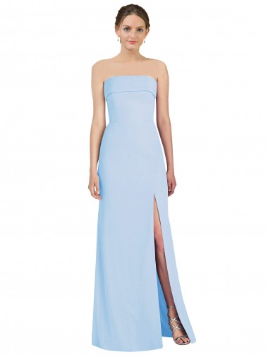 Discount Strapless Trumpet Chiffon Formal Bridesmaid Dress with Thigh high Slit