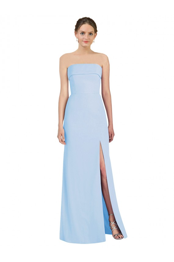 Discount Strapless Trumpet Chiffon Formal Bridesmaid Dress with Thigh high Slit