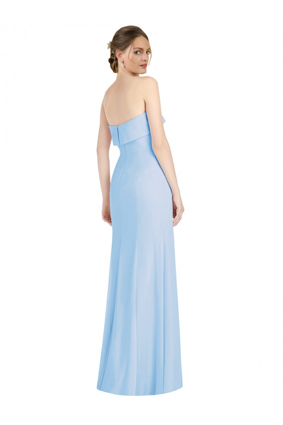 Discount Strapless Trumpet Chiffon Formal Bridesmaid Dress with Thigh high Slit