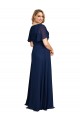 Discount Chiffon V-Neck Short Sleeves Long Formal Bridesmaid Dress / Prom Dress with High Slit