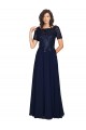 Discount Short Sleeves A-Line Long Chiffon Bridesmaid Dress / Prom Dress with Beaded Bodice