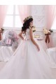 Discount Ivory Ball Gown Bateau Chapel Train Sleeveless Flower Girl Dress