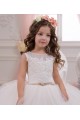 Discount Ivory Ball Gown Bateau Neck Chapel Train Sleeveless Flower Girl Dress