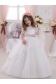 Discount Ivory Ball Gown Bateau Neck Long Chapel Train Sleeveless Flower Girl Dress