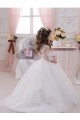 Discount Ivory Ball Gown Bateau Neck Long Chapel Train Sleeveless Flower Girl Dress