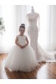 Discount Ivory Ball Gown Chapel Train Sleeveless Flower Girl Dress