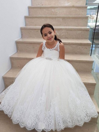 Discount Ivory Ball Gown Floor Length Flower Girl Dress