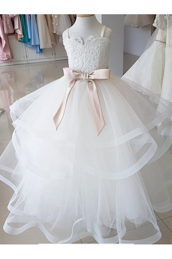 Discount Ivory Ball Gown High Neck Floor Length Flower Girl Dress